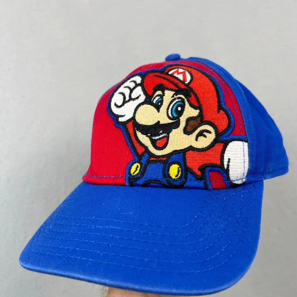 Nintendo Snapback Hat Kids OSFM Blue Red Super Mario Embroidered Video Game Cap